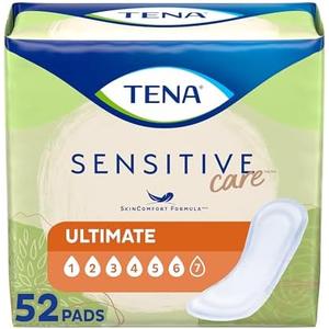 TENA Sensitive Care Incontinence Pads for Women, Bladder Control & Postpartum, Ultimate Absorbency, Extra Long Length, 52 Count