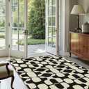 Latte&Fog 3x5 Entryway Rug, Vintage Washable Area Rug, Boho Non Slip Low Pile Throw Carpet for Indoor Bedroom Bedside, Kitchen, Entry and Living Room - Black Beige