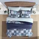 Nautica - King Comforter Set, Soft Cotton Bedding with Matching Shams, Patchwork Inspired Home Decor (Mason Blue, King)