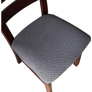 Genina Seat Covers for Dining Room Chair Seat Slipcovers Kitchen Chair Covers (Dark Gray, 4 Pcs)