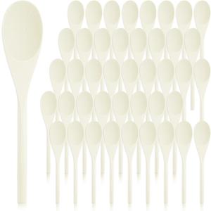 50 Pack Wooden Spoons Bulk, 8 Inch Wooden Spoons for Crafts Long Handle Wood Kitchen Spoon Disposable Cooking Mixing Spoon Gifts for Eating, Outdoor Camping, Party, Crafts, Dinner Events