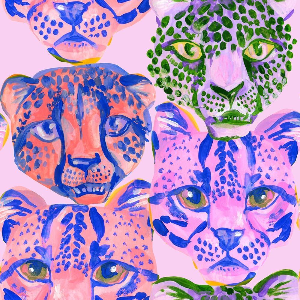 REDAMANCY Modern Leopard Pink Head Abstract Art Peel and Stick Wallpaper Stick on Contact Paper Vintage Wall Paper Easy Peel Off for nightstand Drawer Cabinet Renter (17.7" x 118")