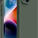 Miracase Designed for iPhone 14 Case with Screen Protector,[Upgraded Enhanced Camera Protection],Shockproof Liquid Silicone Case with Microfiber Lining, 6.1 inch,Dark Green