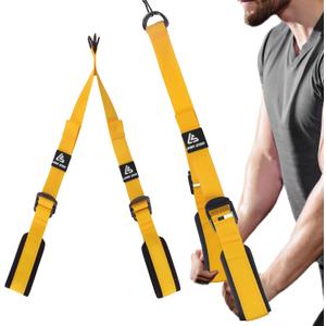 Tricep Rope Cable Attachment Adustable Length (24-54 Inch) ,Ideal Alternative for 27 36 48 Inch Long Tricep Ropes, Greater Range of Motion,Pull Down Rope Extension Straps Cable Crossover Accessories (Yellow)