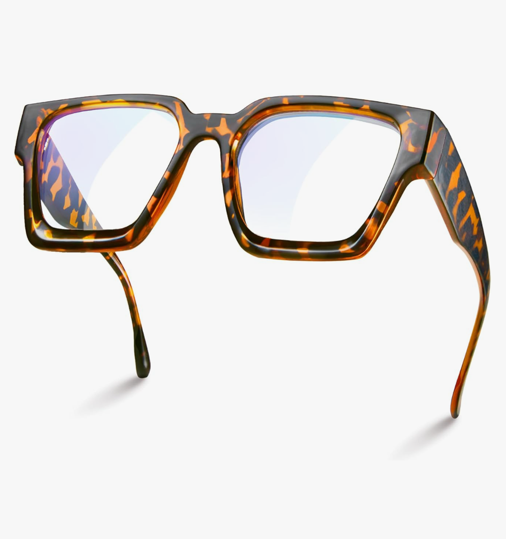 livho Oversized 99% Blue Light Glasses for Woman - Rectangle Fashion Glasses for Computer, Chic Preppy Frame - Anti Eyestrain