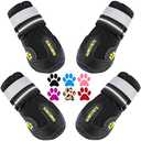 QUMY Dog Shoes for Large Dogs, Medium Dog Boots & Paw Protectors for Winter Snowy Day, Summer Hot Pavement, Waterproof in Rainy Weather, Outdoor Walking, Indoor Hardfloors Anti Slip Sole Black Size 6