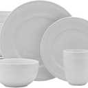 Everyday White by Fitz and Floyd, Beaded 16 Piece Dinnerware Set, Service for 4