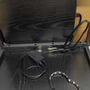 Narrow End Table with Charging Station, Narrow Side Table with 3 Fabric Drawers, Slim Nightstand with LED Light, Small Bedside Table with Storage, Living Room, Bedroom, Black HKET1303BK (Large(11.8" W x 23.6" D))