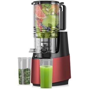 Wide Feed Slow Masticating Juicer, Whole Fruits & Vegetables, No Pre-Cutting Needed,Maximize Nutrient & Juice Yield,Red