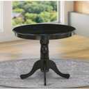 East West Furniture ANT-ABK-TP Antique Dining Room Table - a Round kitchen Table Top with Pedestal Base, 36x36 Inch, Wirebrushed Black