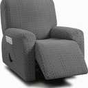 ULTICOR 4-Piece, 1 Seat Recliner Cover, Jacquared Stretch Reclining Chair Covers for 1 Cushion Reclining Sofa, Single Seat Recliner Couch Cover Soft, Machine Washable (Style 2) (Dark Grey)