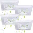 Mkhaslri 4 Pcs Exhaust Bathroom Ceiling Fan 9 x 9 Inch Grille with Springs Plastic Replacement Vent Cover Wall Mount Bathroom Fan Cover Replacement Parts for Square Ceiling Ventilation