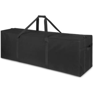 TOPDesign 1-Pack 58 Inch Extra Extra Large Zippered Duffel Bag for Travel Camping Sports Equipment Storage, Waterproof Foldable Luggage Bag with Padded Handles (Black)