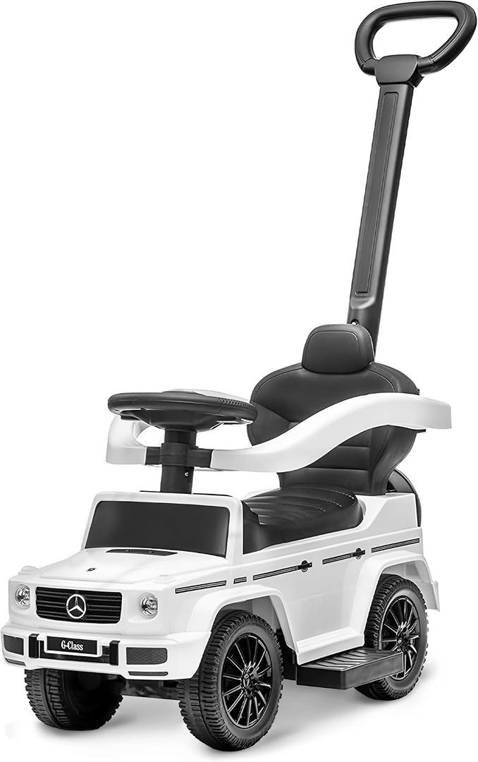 Best Ride On Cars Kids Outdoor Stroller Mercedes G-Wagon for Toddlers 1 to 3 Years Old with Music, Horn Sounds, and Handle, White, Large
