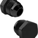 2PCS 6AN Male Flare Blanking Plug Fitting Adapter, Black Anodized Aluminum Hard Hex Head Nut Plug Adapter, Automotive Accessories Suitable for Vehicle Fuel Oil Line End Modification