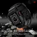 OROBAY Rugged Band Compatible with Apple Watch Band 45mm/44mm/42mm with Case, Shockproof Strap for iWatch SE3 SE2 SE Series 9/8/7/6/5/4/3/2/1 with Bumper Case Cover Men Women, Matte Black