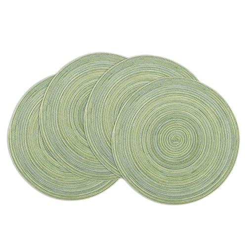 Winknowl Round Braided Placemats Set of 4 Washable Woven Heat Resistant Table Mats for Kitchen Dining Tables 15 inch Round Place Mats (Pea Green,4)