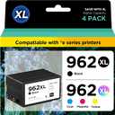 962xl 962 Ink Cartridges for HP OfficeJet Pro 9015e 9018e 9025e 9010e 9020e 9015 9018 9010 9020 9025 Series Printer, 962 XL High Yield Ink Cartridge Combo Pack 4 Pack (Black, Cyan, Magenta, Yellow)