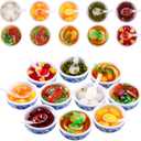 10 Pieces Mini Toy Food Miniatures Chinese Play Food Blue and White Pottery Sweet Soup Syrup Noodle Bowls for Kitchen Dollhouse Accessories