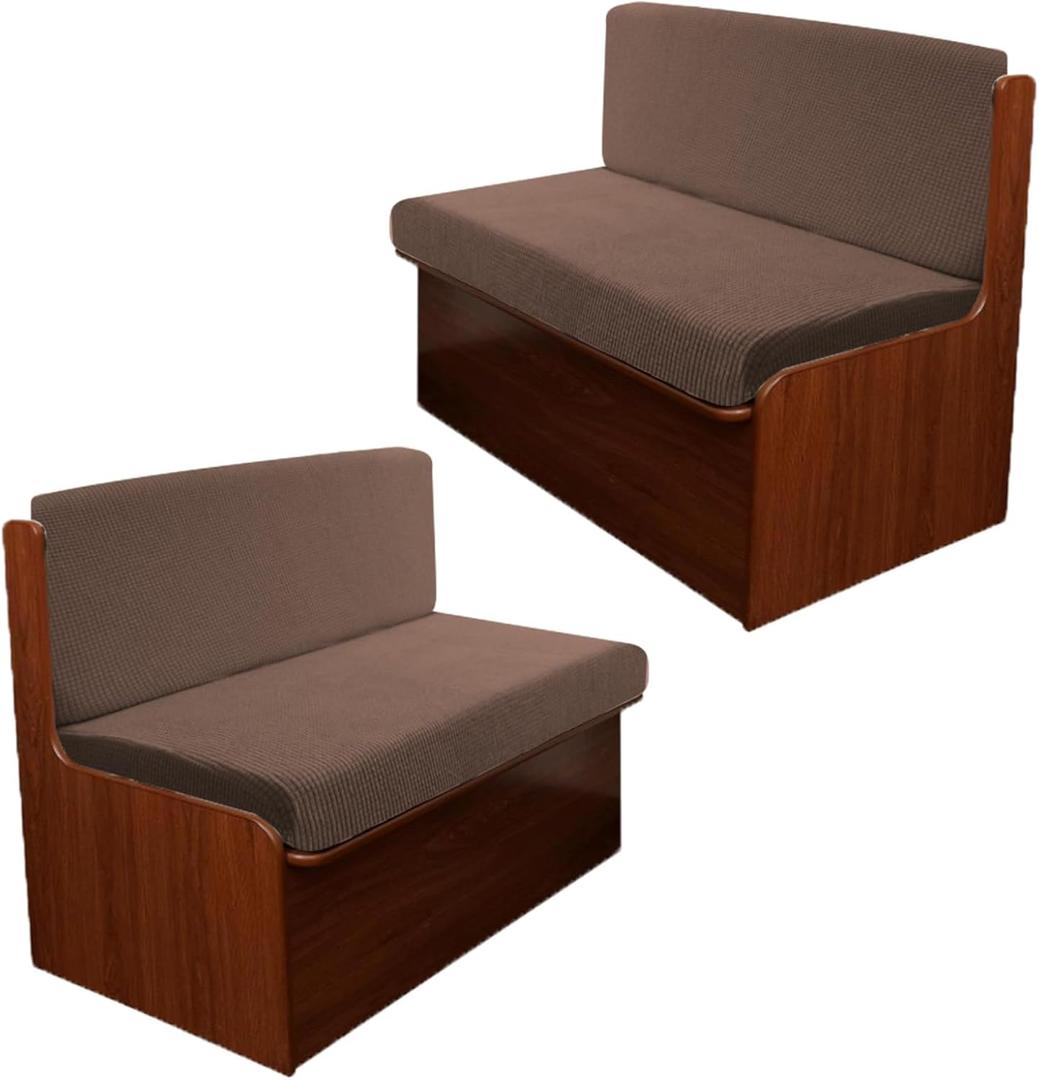 4PCS Rv Dinette Cushion Covers, Outdoor Rv Sofa Covers Washable Rv Seat Covers Furniture Protector Jacquard Stretchable Camper Cushion Covers with 2 Backrest Cover & 2 Bench Cover (Coffe)