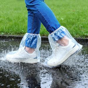 10 Pairs Shoe Covers Waterproof Rain Boot Covers for Women & Men, Plastic Disposable Shoe Protectors with Non-Slip Soles, Slip-On Outdoor Overshoes for Wet Weather, Commuting, Dog Walking (Clear)
