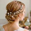 18 Pieces Gold Wedding Hair Pins 3 Styles Prom Pearl Rhinestone Hair Pins Crystal Flower Hair Clips, Handmade Pearl Hairpieces Jewelry Accessories for Bride Bridesmaids