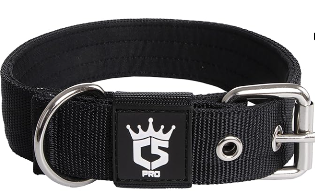 TSPRO Tactical Dog Collar 1.25 Inch Wide Thick Dog Collars with Heavy Duty Metal Buckle, Durable, Strong, Adjustable for Small Dogs (Black S)