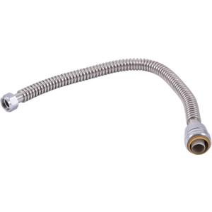 SharkBite 1 Inch x 3/4 Inch FIP x 24 Inch Stainless Steel Corrugated Flexible Water Softener Connector, Push to Connect Brass Plumbing Fitting, PEX Pipe, Copper, CPVC, PE-RT, HDPE, SS3096FLEX24LF