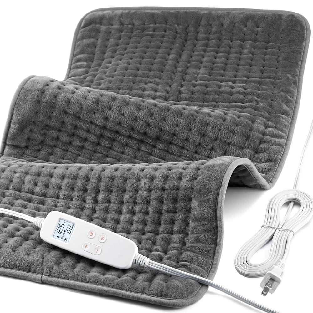 Heating Pad for Back Pain and Cramp Relief, Extra Large 18" x 38" Size Electric Heating Pad for Shoulder Neck Pain with 6 Temperature Level and 6 Timer Settings Auto Shut Off