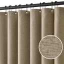 MIULEE Linen Shower Curtain with 12 Metal Hooks Modern Heavy Duty Washable Fabric Shower Curtain Set Waterproof Neutral Thick Cloth Shower Curtains for Bathroom Hotel Bathtub, W72*L72, Khaki