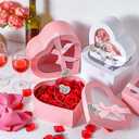 Skyygemm 6 Pcs Mother's Day Heart Shaped Box for Flowers 3 Sizes Nesting Gift Boxes with Card and Ribbon for Best Mom Ever Flower Mother's Day Birthday Present, Pink and White, 1 Count