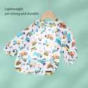 Long Sleeve Bib,Baby Toddler Waterproof Sleeved Bib for 6-30 Months Reusable with Catch-all Pocket (Digger)