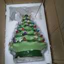 Blissun 10" Ceramic Christmas Tree, Tabletop Christmas Tree Lights Decorations with 54 Multicolored Lights and 7 Point Star Topper for Christmas Table Decorations