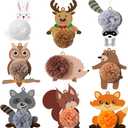 RattanView 18 Pcs Woodland Animals Ornaments Hanging Woodland Creatures Ornaments Wooden Faux Fur Decorations for Tree Decor Holiday Winter Home Office Desktop Indoor Outdoor Birthday Party Supplies