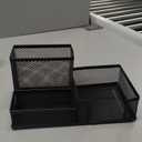 Ludato Desk Organizers Mesh Pencil Holder3 Compartments Black Mesh Pen Holder Storage for Office Desk Accessories