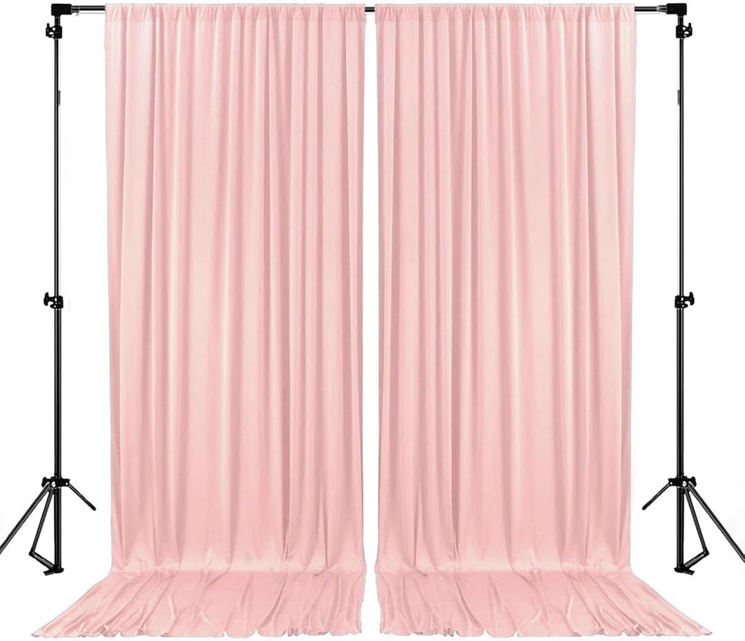 10 x 10 Feet Blush Pink Backdrop Curtain for Partie, Background Curtains for Photoshoot, Birthday, Wedding, Halloween, Thanksgiving, Christmas, New Year Party Decorations 5Ft x 10Ft, 2 Panels