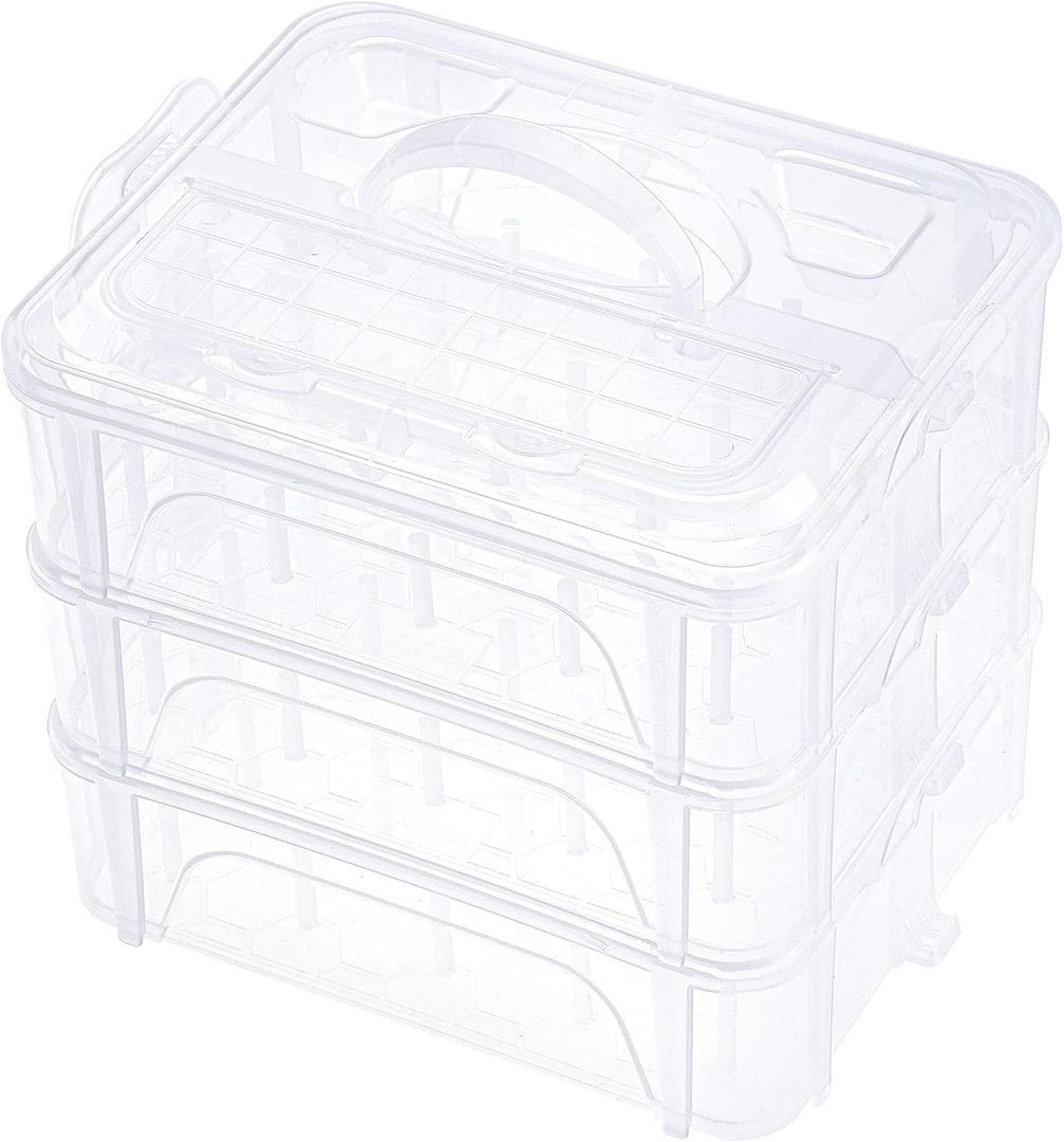 New brothread 3 Layers Stackable Clear Storage Box/Organizer for Holding 60 Spools Home Embroidery & Sewing Thread (Spool Size Requirement: Height2.2"/5.6CM; Width1.69"/4.3CM)