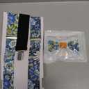 Men's Cotton Floral Suspenders and Bow Tie Set for Groomsmen Wedding Parties (42 Inch, 31-blue)