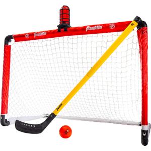 Franklin Sports Mini Hockey Goal Set - NHL Light Up Knee Hockey Goal and Stick Set with Hockey Ball - Perfect for Indoor Floor Hockey and Knee Hockey, Red, 36" L x 36" W x 24" H