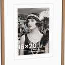 WILTYAPF 16x20 Solid Walnut Wood Picture Frame, HD Glass, Double Mat for 9×12 or 11×14 Photos, Premium Walnut Photo Frame, Vertical or Horizontal Wall Hanging or Leaning Display