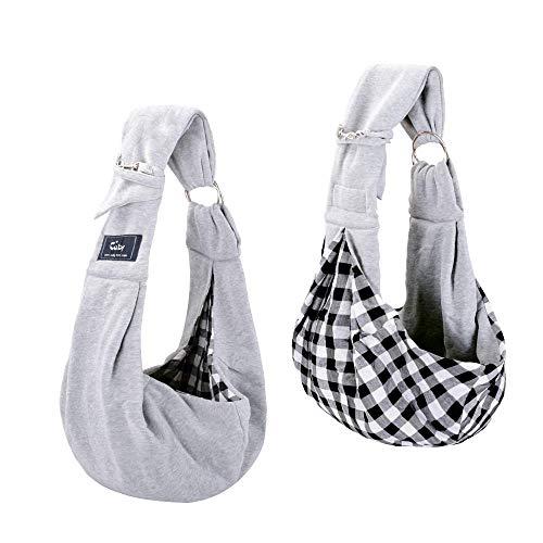 CUBY Dog and Cat Sling Carrier - Hands Free Reversible Pet Papoose Bag - Soft Pouch and Tote Design - Suitable for Puppy, Small Dogs Cats Outdoor