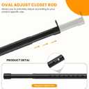 Oval Closet Rod for Hanging Clothes Adjustable Closet Rods 18 to 87 Inch Heavy Duty Black Poles Bar Closet Rod Expandable for Wardrobes Laundry RV