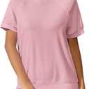 T Shirts for Women Summer Women's Tops Short Sleeve Sweatshirts Casual Basic Tee (Pink, L)