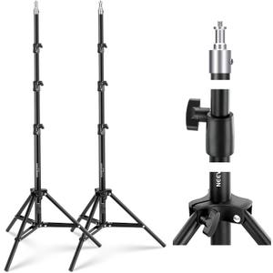 NEEWER Basics 6ft/180cm Photography Light Stand 2 Pack, 4 Section Foldable Metal Tripod with 1/4" Screw & 5/8" Stud for Camera, Ring Light, Accessories, Max Load: 11lb/5kg, ST180B