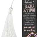 2 x Beloved Teacher Assistant Acrylic Bookmark with Rainbow Design and Appreciation Words, You are One in a Million Gift for Support Staff, 4.7x1.3 Inch, WCB23