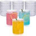 18PCS Plastic Hobnail Drinking Glasses - 14 Oz Clear Vintage Glasses Drinkware - Disposable Beaded Cups for Beer, Whiskey, Juice, Cocktail, Party