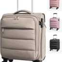 BAGSMART Underseat Carry on Luggage with Wheels, Soft Small Travel Luggage with PVC Wet/Dry Pockets, Lightweight Soft Personal Item Suitcase for Short Trip,Camer (Camel)