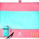 Beach Blanket Sandproof Waterproof, Extra Large Beach Mat, Oversized & Compact Sand Free, Quick Dry Beach Essentials for Vacation, Cruise, Picnic & Camping with Stakes & Extra Zippered Pockets