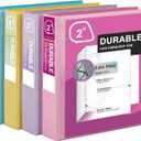 Zzrywuty Durable 3 Ring Binder, 2 Inch, Economy 4 Pack, Each Holds 540 Sheets, D-Ring Presentation View Binders for Office, School, Home (Pastel Assortment)