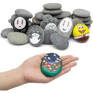 Markdang 40 Pcs Large Rocks for Painting 25pcs 2-3 & 15pcs 3-4 River Rocks for Painting Natural Flat & Smooth Rocks for Painting for Kids & Adult Craft Gift